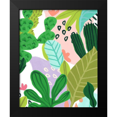 Party Plants I Black Modern Wood Framed Art Print by Vess, June Erica