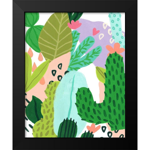 Party Plants II Black Modern Wood Framed Art Print by Vess, June Erica