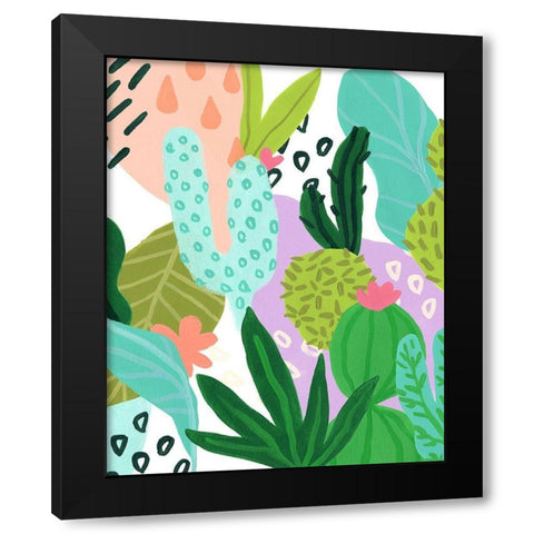 Party Plants III Black Modern Wood Framed Art Print by Vess, June Erica