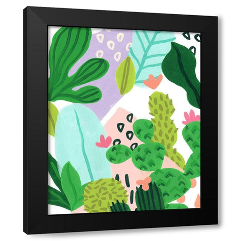 Party Plants IV Black Modern Wood Framed Art Print by Vess, June Erica