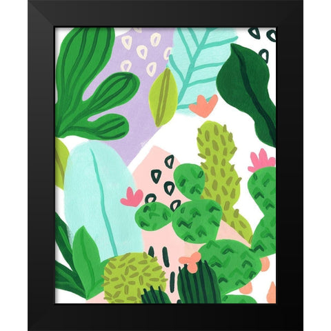 Party Plants IV Black Modern Wood Framed Art Print by Vess, June Erica