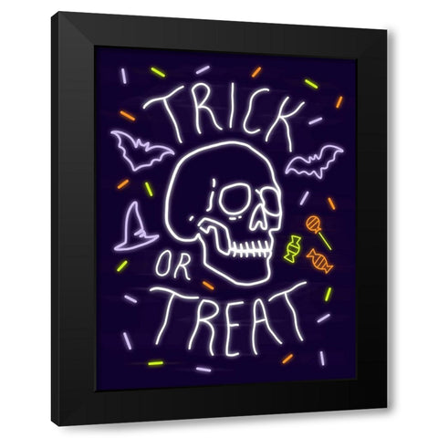 Neon Halloween I Black Modern Wood Framed Art Print by Barnes, Victoria