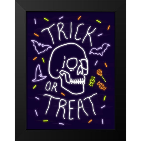 Neon Halloween I Black Modern Wood Framed Art Print by Barnes, Victoria