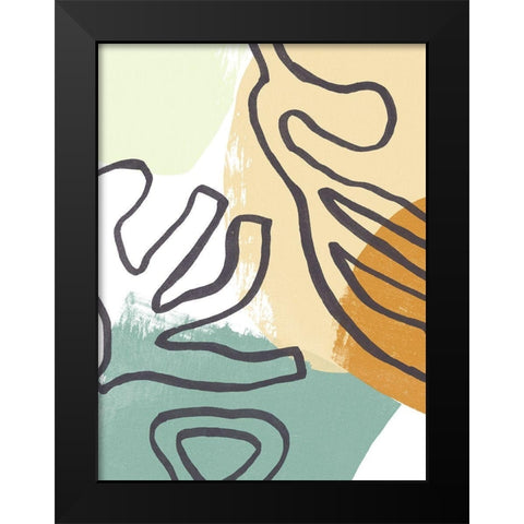 Midcentury Modern Coral II Black Modern Wood Framed Art Print by Vess, June Erica