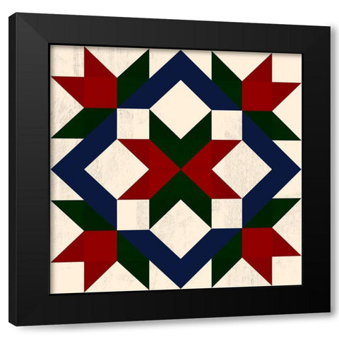 Christmas Barn Quilt I Black Modern Wood Framed Art Print with Double Matting by Barnes, Victoria