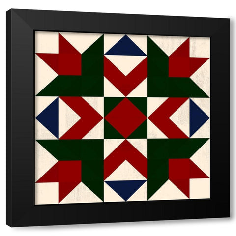 Christmas Barn Quilt III Black Modern Wood Framed Art Print with Double Matting by Barnes, Victoria