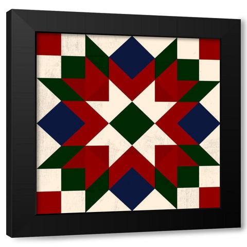 Christmas Barn Quilt IV Black Modern Wood Framed Art Print with Double Matting by Barnes, Victoria