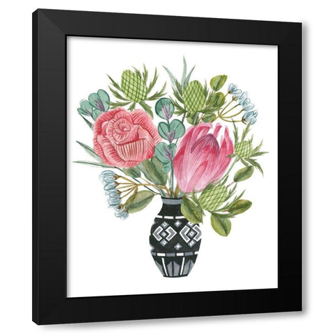 Protea Awakening II Black Modern Wood Framed Art Print with Double Matting by Wang, Melissa