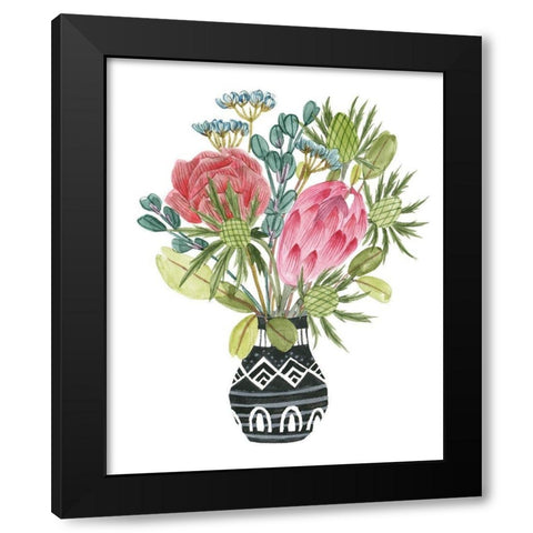 Protea Awakening IV Black Modern Wood Framed Art Print with Double Matting by Wang, Melissa