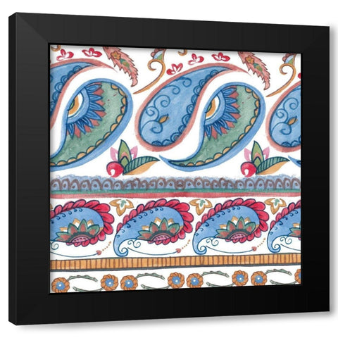 Paisley Doodle I Black Modern Wood Framed Art Print with Double Matting by Wang, Melissa