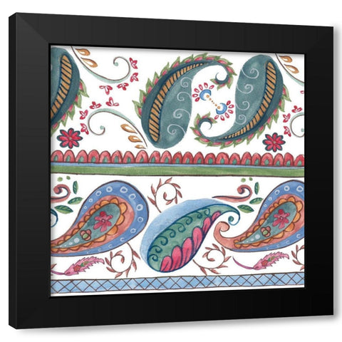 Paisley Doodle II Black Modern Wood Framed Art Print with Double Matting by Wang, Melissa