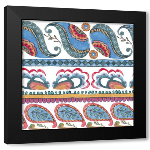 Paisley Doodle III Black Modern Wood Framed Art Print with Double Matting by Wang, Melissa
