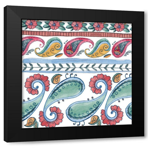 Paisley Doodle IV Black Modern Wood Framed Art Print with Double Matting by Wang, Melissa