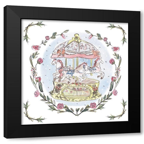 Winter Carousel I Black Modern Wood Framed Art Print with Double Matting by Wang, Melissa