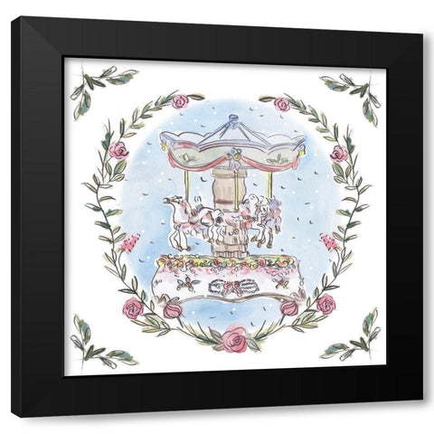 Winter Carousel II Black Modern Wood Framed Art Print with Double Matting by Wang, Melissa