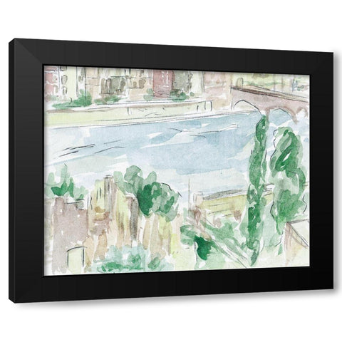 City on the River I Black Modern Wood Framed Art Print by Wang, Melissa