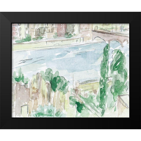 City on the River I Black Modern Wood Framed Art Print by Wang, Melissa