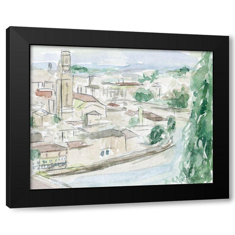 City on the River II Black Modern Wood Framed Art Print with Double Matting by Wang, Melissa