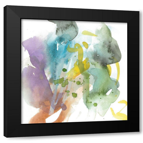 Turquoise Bay V Black Modern Wood Framed Art Print with Double Matting by Wang, Melissa