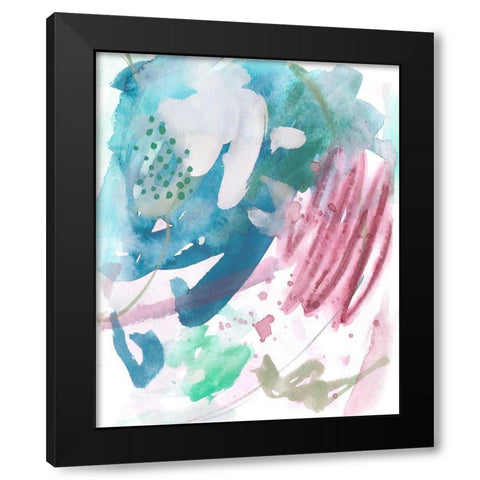 Magenta Wave Form I Black Modern Wood Framed Art Print with Double Matting by Wang, Melissa