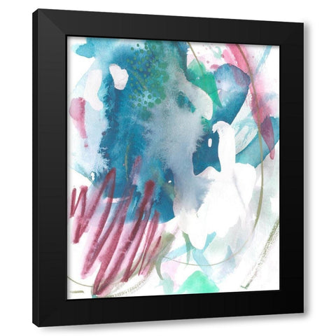Magenta Wave Form II Black Modern Wood Framed Art Print with Double Matting by Wang, Melissa
