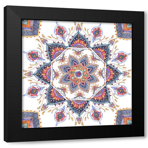 Mandala Meditation I Black Modern Wood Framed Art Print with Double Matting by Wang, Melissa