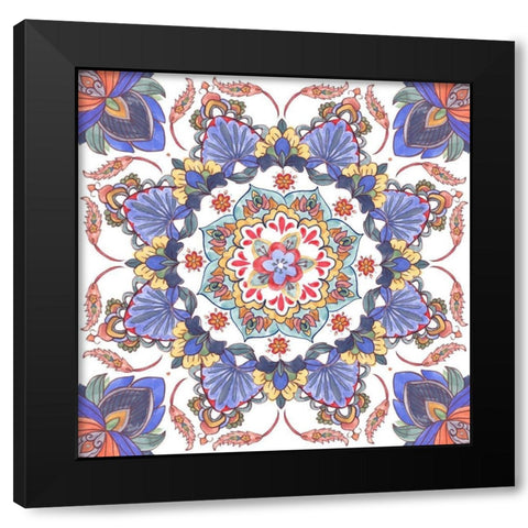 Mandala Meditation II Black Modern Wood Framed Art Print with Double Matting by Wang, Melissa