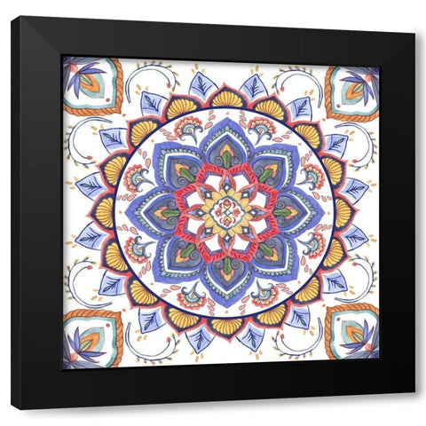 Mandala Meditation III Black Modern Wood Framed Art Print with Double Matting by Wang, Melissa