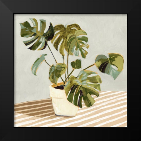 Plant on Stripes II Black Modern Wood Framed Art Print by Barnes, Victoria