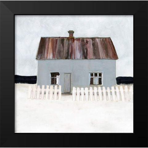 Beach Hut IV Black Modern Wood Framed Art Print by Stellar Design Studio