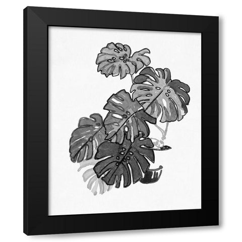 BandW Indoor Plant III Black Modern Wood Framed Art Print with Double Matting by Stellar Design Studio