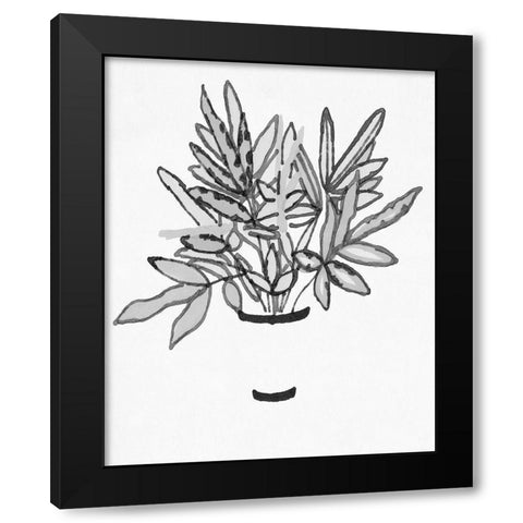 BandW Indoor Plant IV Black Modern Wood Framed Art Print with Double Matting by Stellar Design Studio