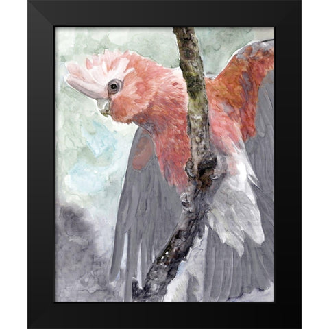 Tropic Parrot II Black Modern Wood Framed Art Print by Stellar Design Studio