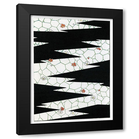 Vintage Woodblock Screen IV Black Modern Wood Framed Art Print with Double Matting by Stellar Design Studio