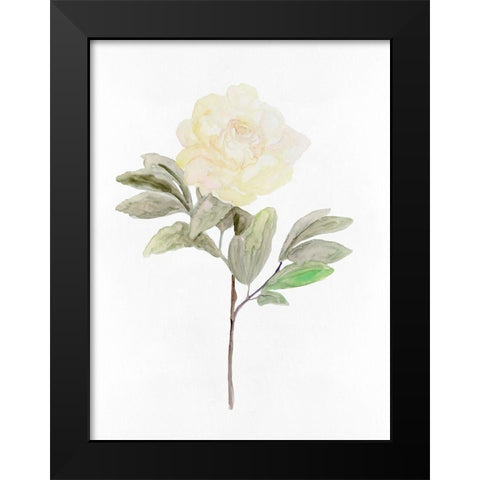 White Blossom V Black Modern Wood Framed Art Print by Stellar Design Studio