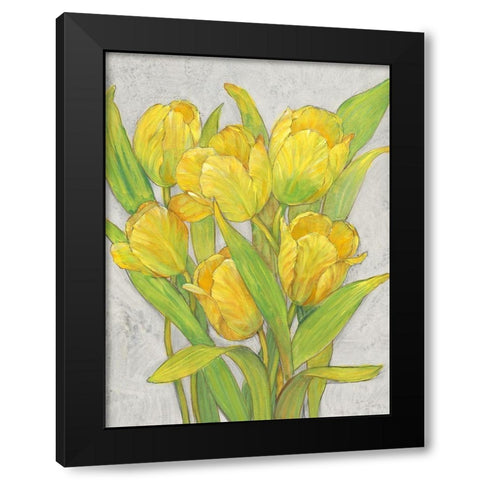 Yellow Tulips I Black Modern Wood Framed Art Print with Double Matting by OToole, Tim
