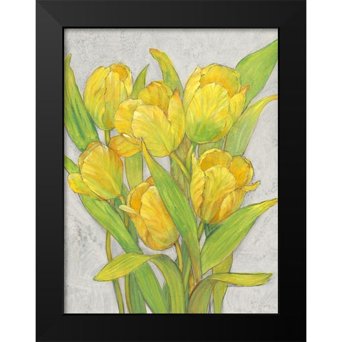 Yellow Tulips I Black Modern Wood Framed Art Print by OToole, Tim