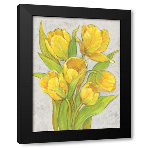 Yellow Tulips II Black Modern Wood Framed Art Print by OToole, Tim