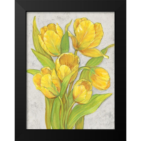 Yellow Tulips II Black Modern Wood Framed Art Print by OToole, Tim