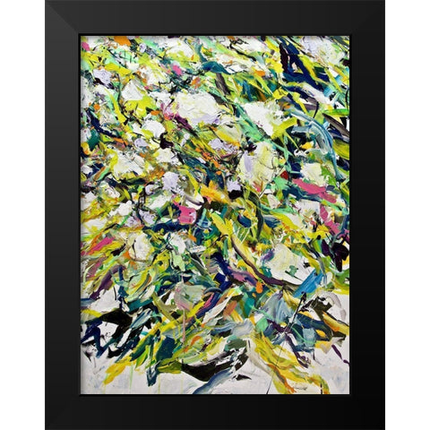 White Flowers Black Modern Wood Framed Art Print by Friedlander, Allan