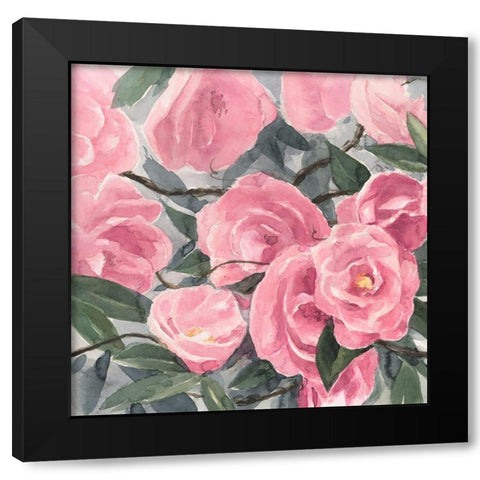 Watercolor Roses I Black Modern Wood Framed Art Print with Double Matting by Warren, Annie