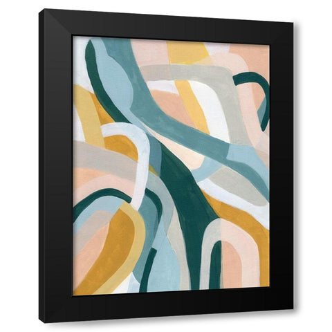 Pastel Puzzle II Black Modern Wood Framed Art Print by Vess, June Erica
