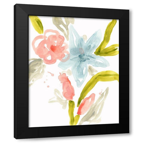 Floral Sonata II Black Modern Wood Framed Art Print with Double Matting by Vess, June Erica