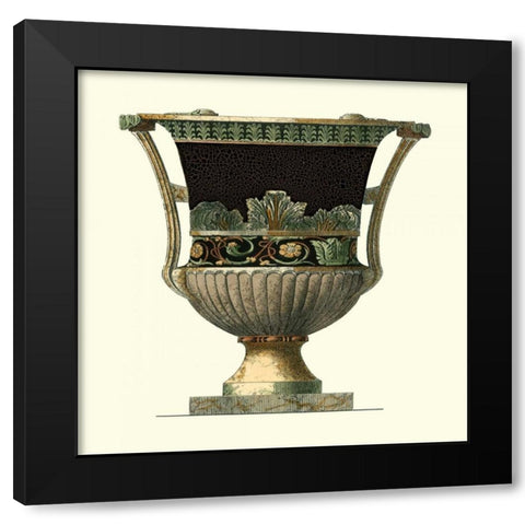 Crackled Large Giardini Urn I Black Modern Wood Framed Art Print with Double Matting by Giardini