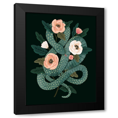 Skull and Snake I Black Modern Wood Framed Art Print with Double Matting by Barnes, Victoria