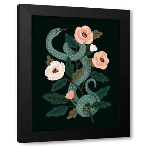 Skull and Snake II Black Modern Wood Framed Art Print with Double Matting by Barnes, Victoria