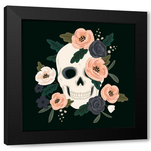 Skull and Snake III Black Modern Wood Framed Art Print with Double Matting by Barnes, Victoria