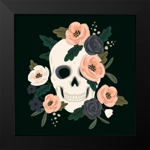 Skull and Snake III Black Modern Wood Framed Art Print by Barnes, Victoria