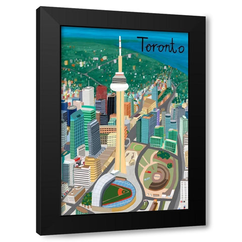 View from Above Toronto Black Modern Wood Framed Art Print with Double Matting by Daly, Carla