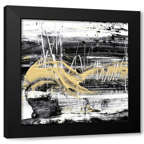 Gold Wave I Black Modern Wood Framed Art Print with Double Matting by Harper, Ethan
